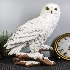 Mystical White Snow Owl Bird Statue 12.25"Tall Nocturnal Bird Wildlife Owl Decor