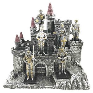 6 Miniature Medieval Knight Suit Of Armor Set With Castle Fortress Display Figurine Statue