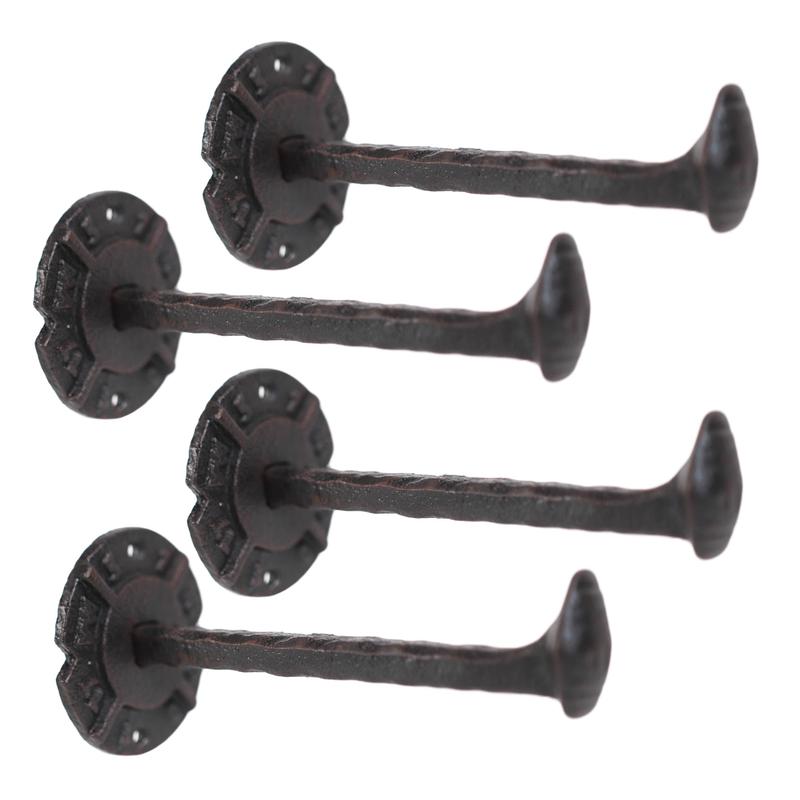Cast Iron Rustic Western Long Railroad Nail Spike Wall Hanger Coat Hook Set Of 4