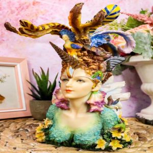 Coastal Decor Lady Unicorn Statue 8"Tall Josephine Wall Mermad Fairy Figurine