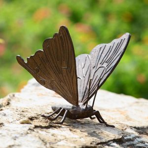Ebros 7" Long Metamorphosis Flitting Butterfly Bronzed Decorative Garden Statue