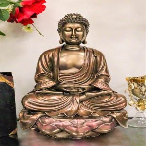 Ebros Meditating Buddha On Lotus Throne Statue 15"H Shakyamuni Enlightened One