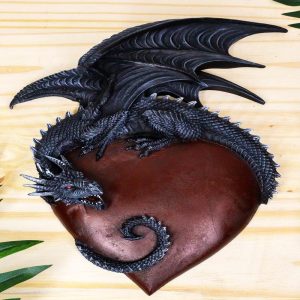 Ebros Mythical Gothic Dragon Heart Wall Plaque Decor Figurine Valentine's Love Dragon