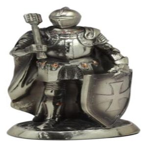 Holy Roman Empire Crusader Knight With Morning Star Club And Shield Statue 7"H