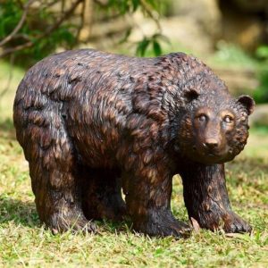 Large 21" Long Grizzly Brown Bear Polyresin Outdoor Garden Decorative Statue