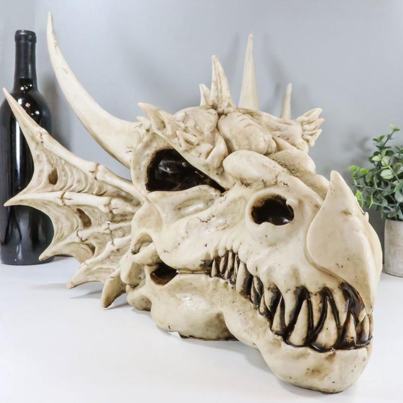 Large Elder Dragon Skull Statue Legendary Erathia Fossil Skeleton 18"L Figurine