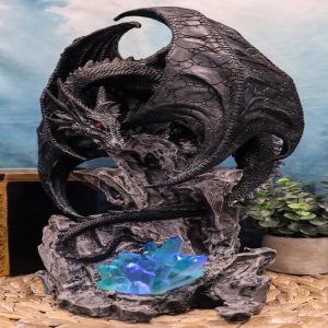 Large Euranius Drake Elder Dragon Guarding LED Light Crystal Elements Statue
