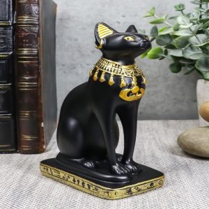 Small Egyptian Classical Goddess Of The Home Bastet Cat Statue 5"H Gods Of Egypt