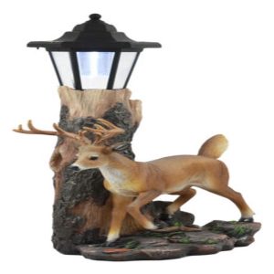 The Emperor 12 Point Buck Deer Statue Rustic Forest Tree Solar LED Light Outpost
