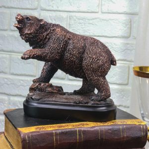 Wall Street Stock Market Bear Attacking With Paw Bronze Electroplated Figurine