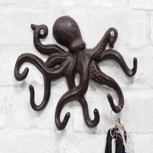 Cast Iron Nautical Cthulhu Deep Sea Kraken Octopus Tentacles 6 Pegs Wall Hook