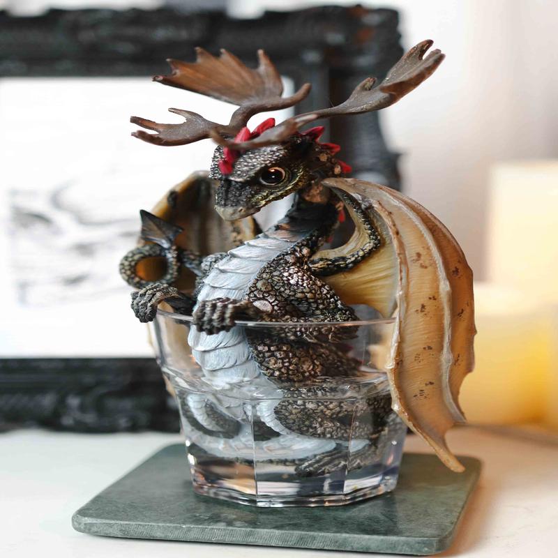 Cocktail Spirit Drunken Vodka Elk Moose Dragon Statue Fantasy Decor Figurine