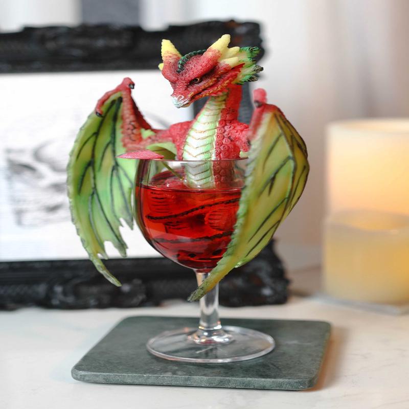 Cocktail Spirit Drunken Watermelon Daiquiri Dragon Statue Fantasy Decor Figurine