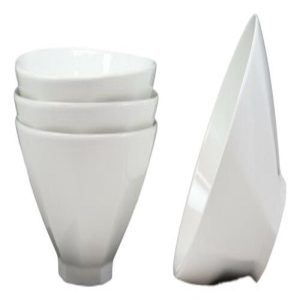 Contemporary Trapezoid White Porcelain Large Ramen Pho Soup Bowls 44oz Set Of 4
