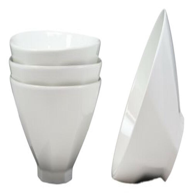 Contemporary Trapezoid White Porcelain Large Ramen Pho Soup Bowls 44oz Set Of 4