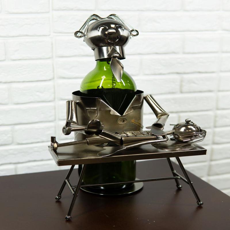 Ebros Chiropracter Treating Child Patient Steel Metal Wine Bottle Holder Storage