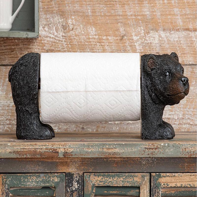 Ebros Rustic Woodland Forest Black Bear Standing Paper Towel Holder Statue