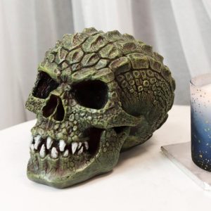 Gator Head Alligator Monster Cranium Skull With Hide Skin Look Decorative Statue