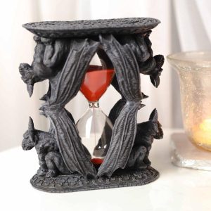Gothic Guardian Winged Ram Gargoyles Celtic Clover Pillar Sand Timer Figurine