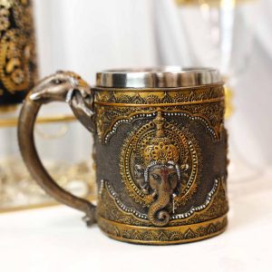 Hindu God Of Success Lord Ganesha Ganapati Coffee Mug With Elephant Trunk Handle