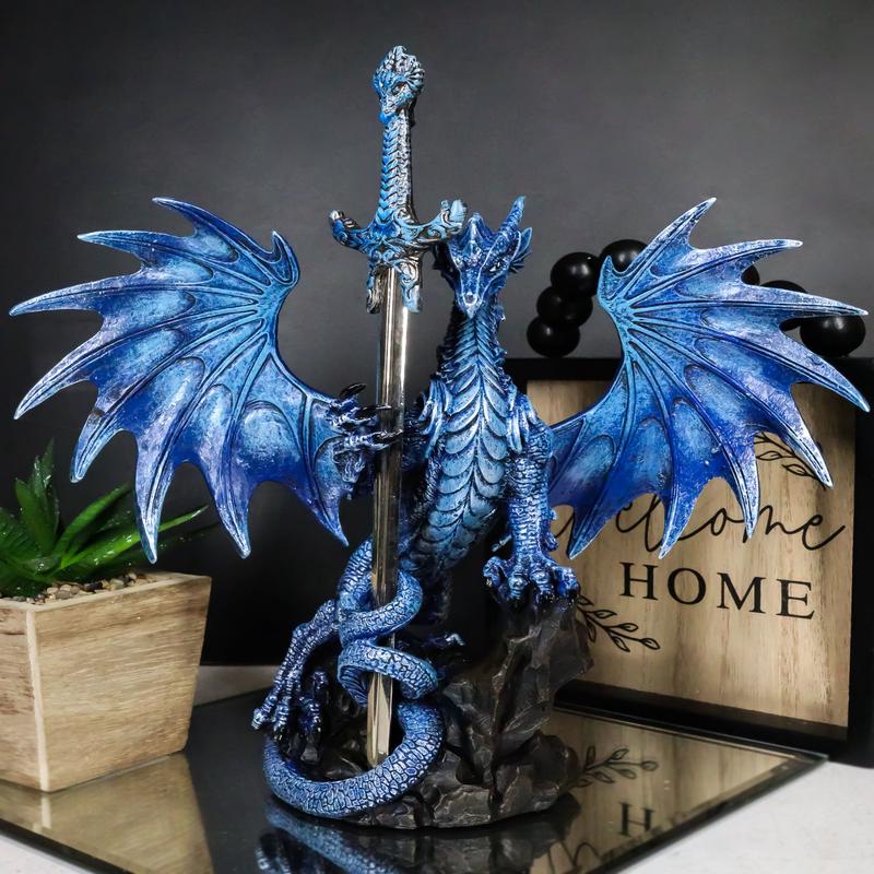 Ruth Thompson Blue Sea Blade Dragon Statue With Letter Opener Dagger Sword Decor