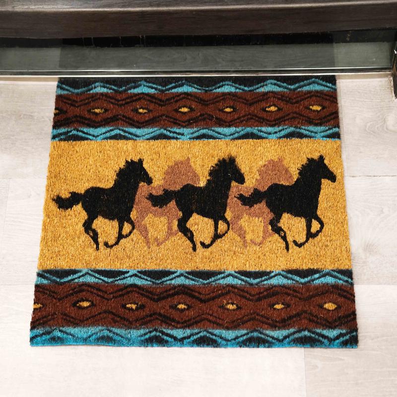 Southwest Vectors Galloping Horses Coir Coconut Fiber Floor Mat Doormat 29"X17"
