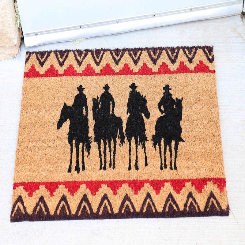 Wild Western Cowboys Horse Riders Coir Coconut Fiber Floor Mat Doormat 29"X17"
