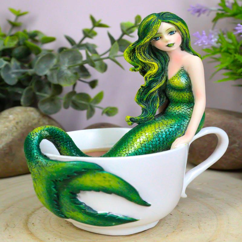Amy Brown Tea Cup Atlantis Princess Green Emerald Mermaid Statue Mermaid Blend