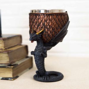 Dragon Scales With Servant Winged Drake Stem Base Drinking Wine Goblet Chalice