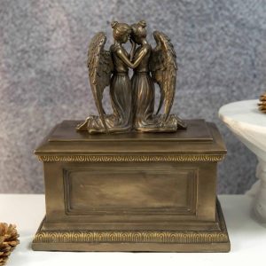 Ebros Comforting Twin Angels Solace Cremation Urn Memorial Figurine 200 CuIn