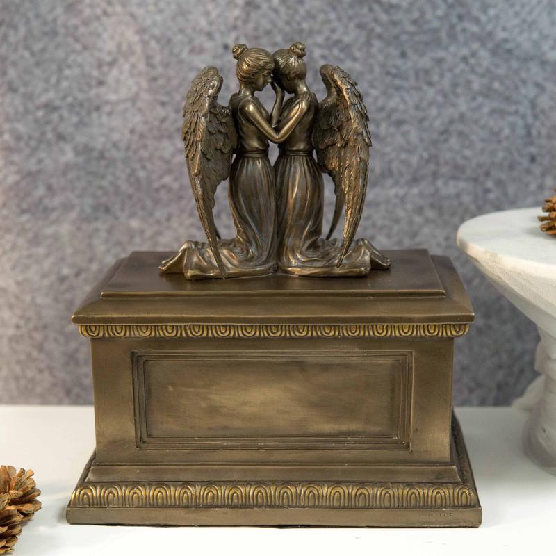 Ebros Comforting Twin Angels Solace Cremation Urn Memorial Figurine 200 CuIn