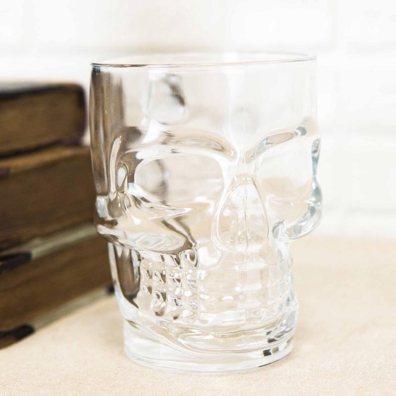 Ebros Day of The Dead Grinning Skull Cranium Novelty Glass Mug W/ Bone Handle