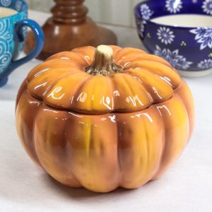 Ebros Home Kitchen Gourmet Hearty Orange Ceramic Pumpkin Soup Or Dessert Bowl With Lid
