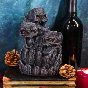 Ebros Three Screaming Skulls Death Mountain Cave Backflow Incense Burner Statue