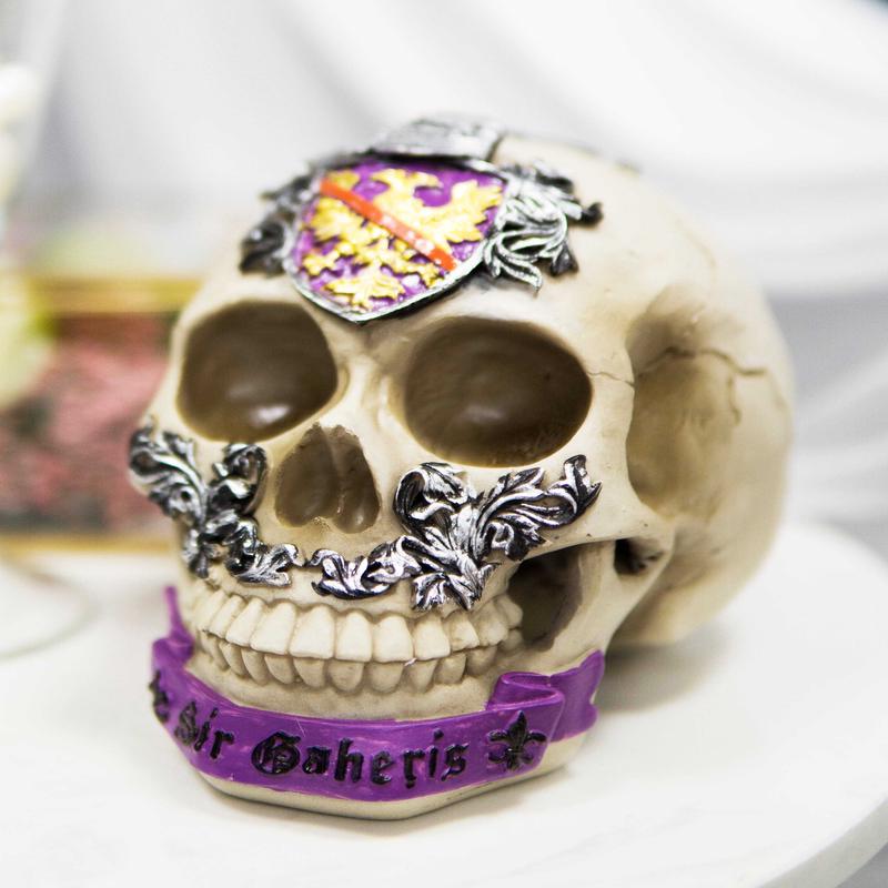 King Arthur And Roundtable Knights Sir Gaheris Orkney Coat Of Arms Skull Statue