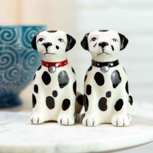Black And White Spotted Dalmatian Dogs Puppies Magnetic Salt Pepper Shakers Set