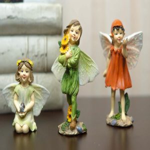 Colorful Gardening Sunflower Girl Fairies Set of 3 Fairy Garden Mini Figurines
