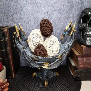 Ebros Double Dragons Decorative Jewelry Potpourri Fruits Bowl Figurine 12"W