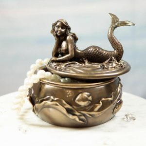 Ebros Fantasy Mermaid Resting With Under The Sea Fishes Decorative Jewelry Box