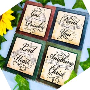 Ebros Inspirational Scripture Verses Coaster Set of 4 Christian & Spiritual Gift
