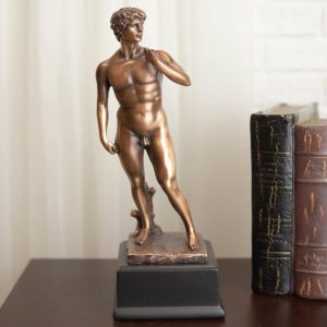 Ebros Renaissance Art Michelangelo Nude King David Bronze Electroplated Resin Statue