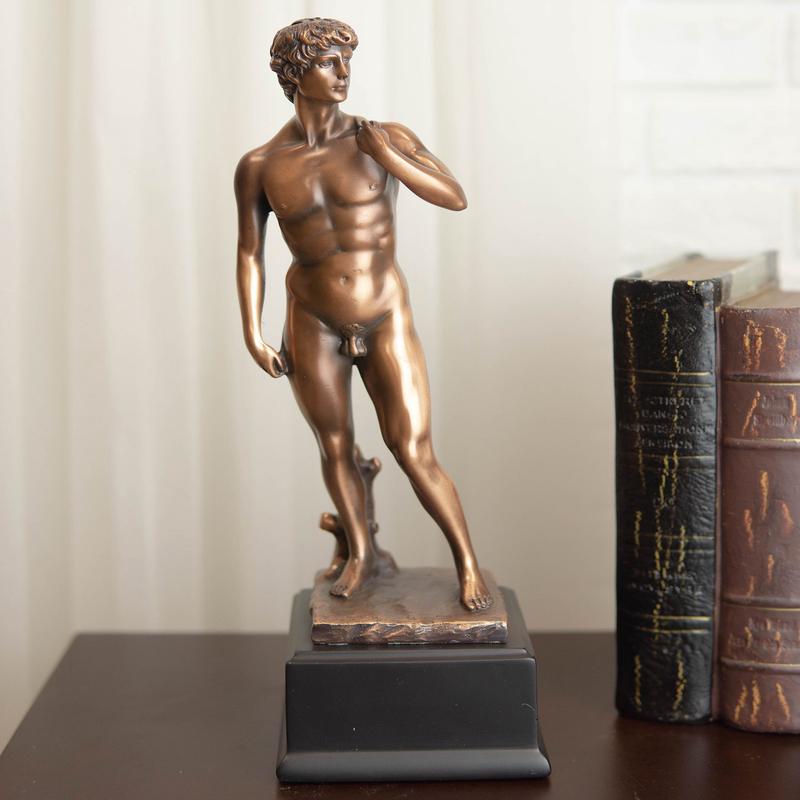 Ebros Renaissance Art Michelangelo Nude King David Bronze Electroplated Resin Statue
