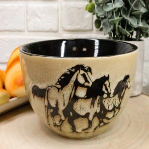 Ebros Rustic Western Running Horses Abstract Art 18oz Bowls Pack Of 4