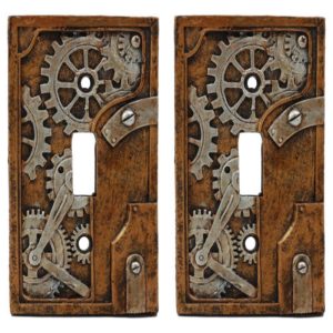 Ebros Steampunk Nautilus Clockwork Gearwork Design Wall Light Switch Plate Set