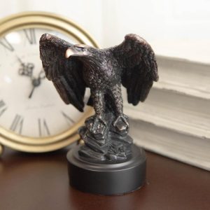 Ebros Surveyor Bald Eagle With Open Wings On Rock Electroplated Resin Statue