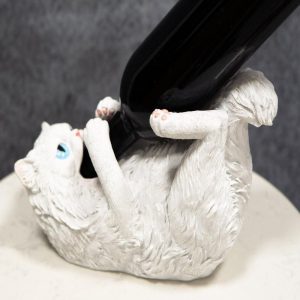 Feline Purrfectly Divine White Angel Kitty Cat Wine Bottle Holder Caddy Figurine