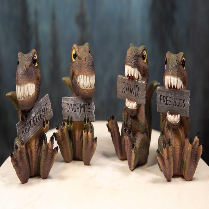Jurassic Proclamations Dinosaur T Rex Babies With Signs Figurine Set 4"Tall