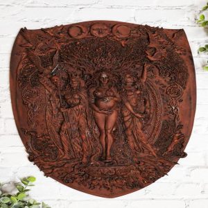 Pagan Wiccan Tripple Goddess Maiden Mother Crone Shield Wall Plaque 14.5" Tall