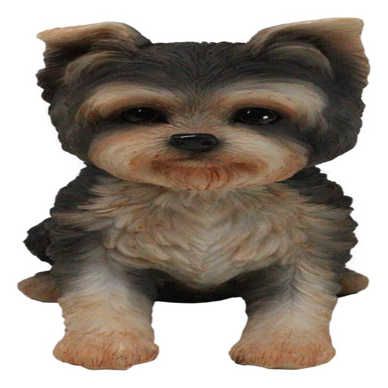 Adorable Lifelike Pet Pal Sitting Yorkie Terrier Puppy Home Decor Figurine