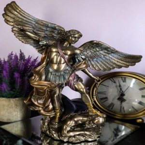 Archangel Saint Michael With Chained Satan On His Feet Collectible Figurine